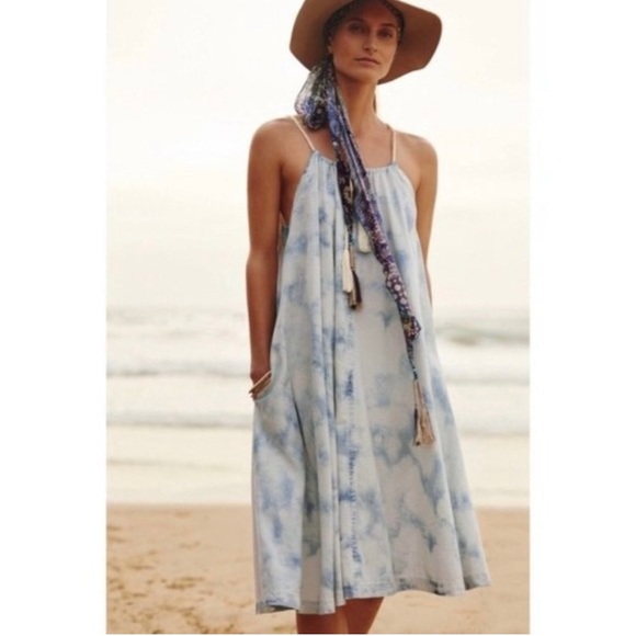 Anthropologie Holding Horses Chambray Tie Dye Swing Dress - Picture 4 of 15